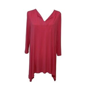 LOGO by Lori Goldstein Women Size M Tunic 3/4 Sleeves Asymmetric Hem Loungewear